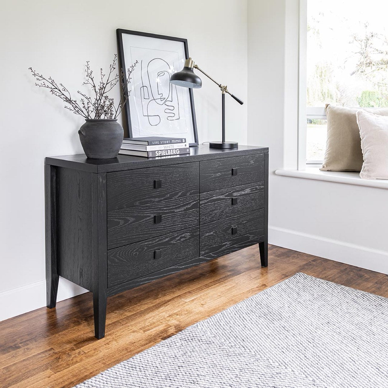 baseHara 6 Drawer Dresser - Black - Dekor Butik