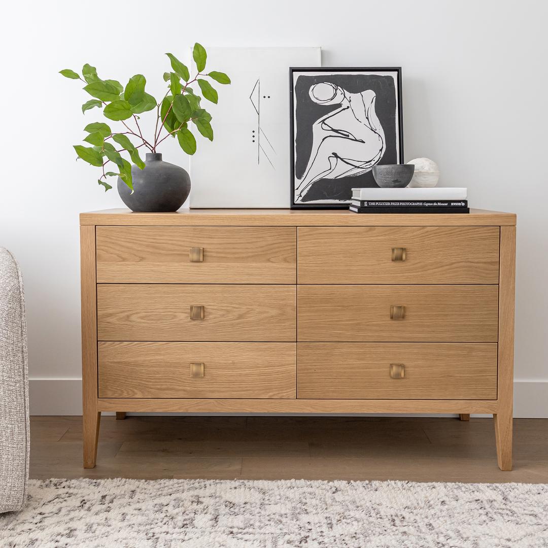 baseHara 6 Drawer Dresser - Natural Oak - Dekor Butik
