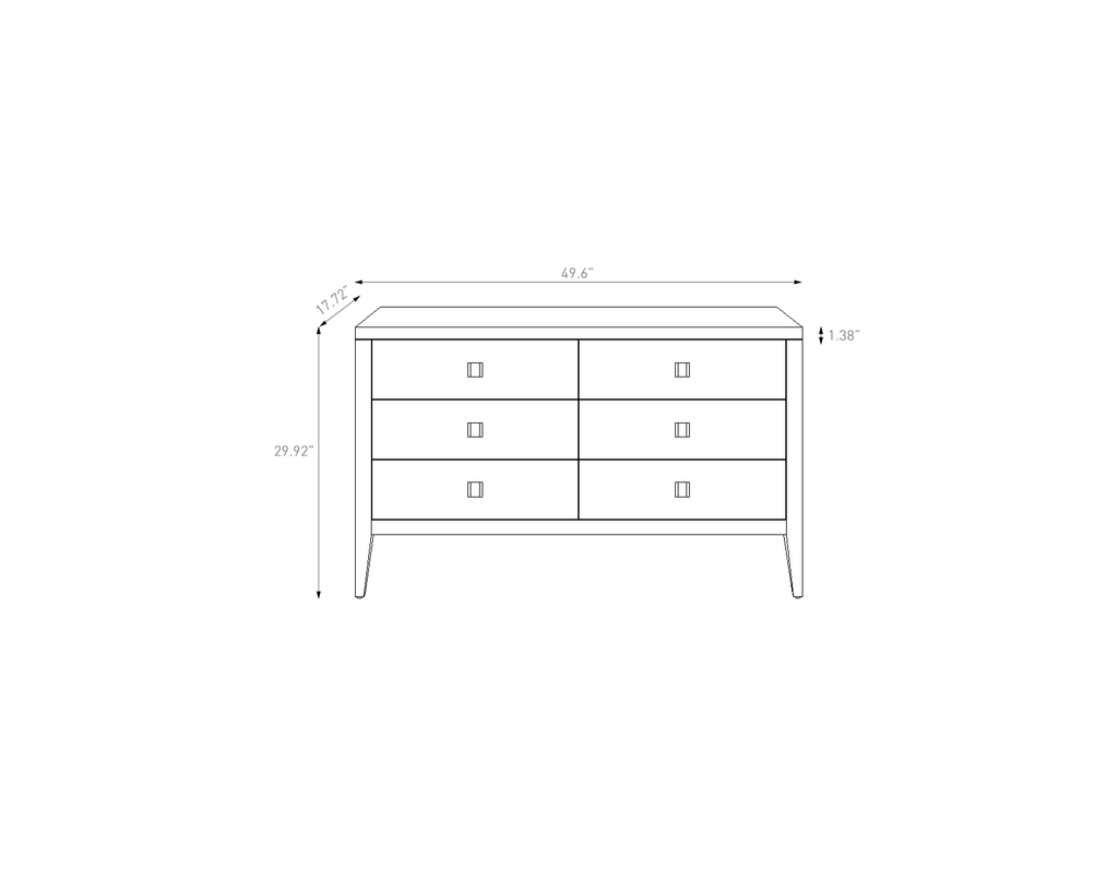 baseHara 6 Drawer Dresser - Natural Oak - Dekor Butik