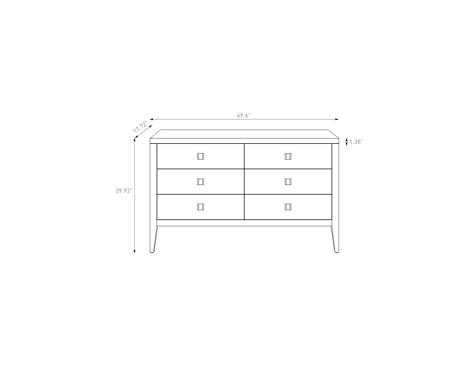 baseHara 6 Drawer Dresser - Natural Oak - Dekor Butik