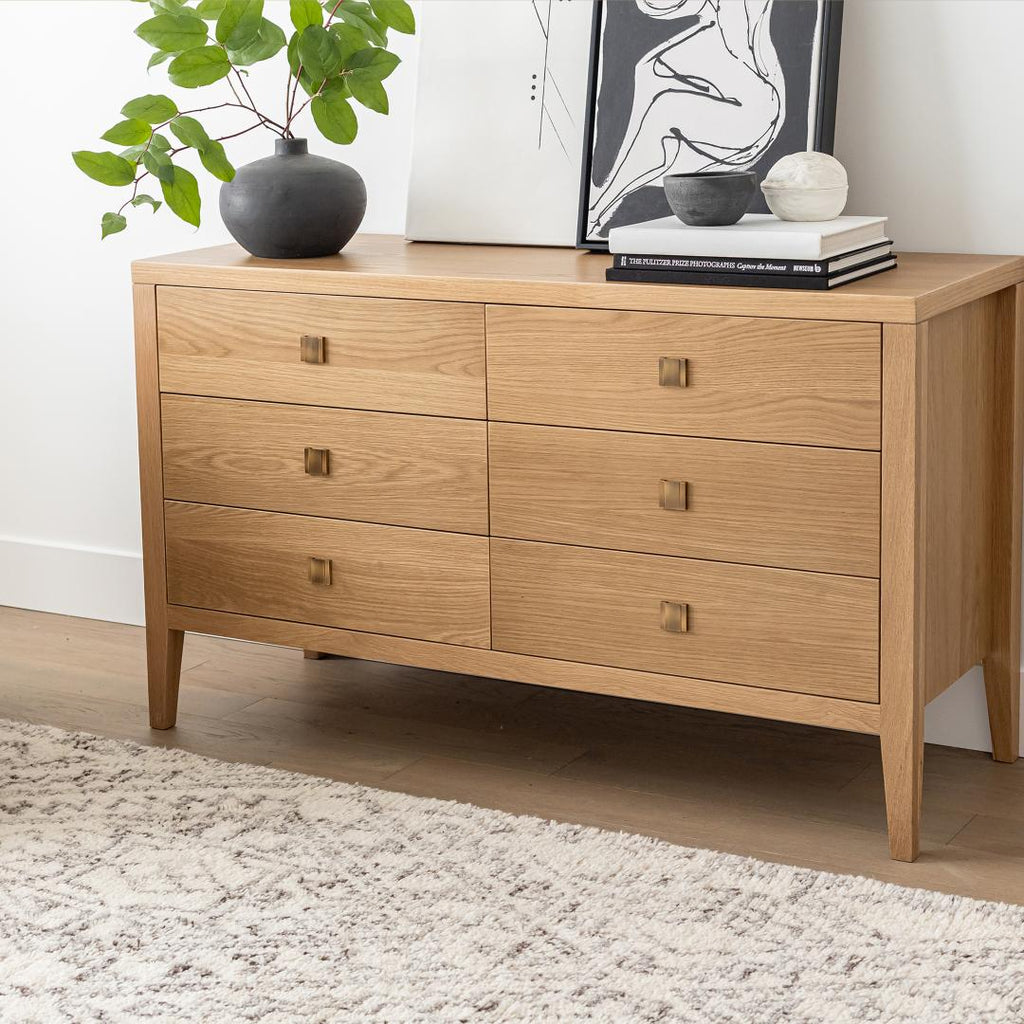 baseHara 6 Drawer Dresser - Natural Oak - Dekor Butik