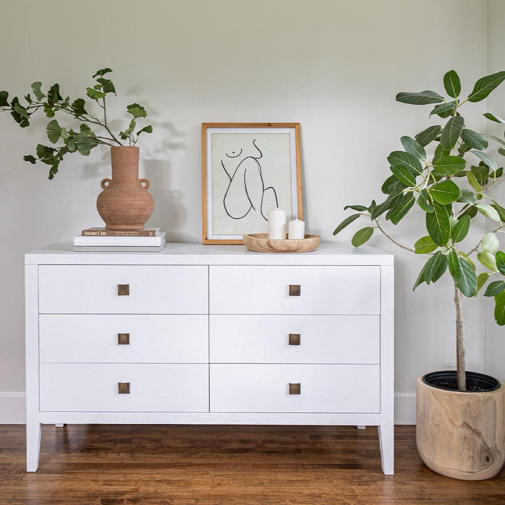 baseHara 6 Drawer Dresser - White - Dekor Butik