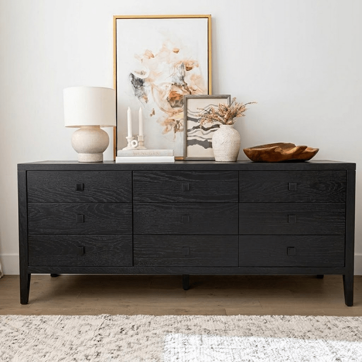 baseHara 9 Drawer Dresser - Black - Dekor Butik