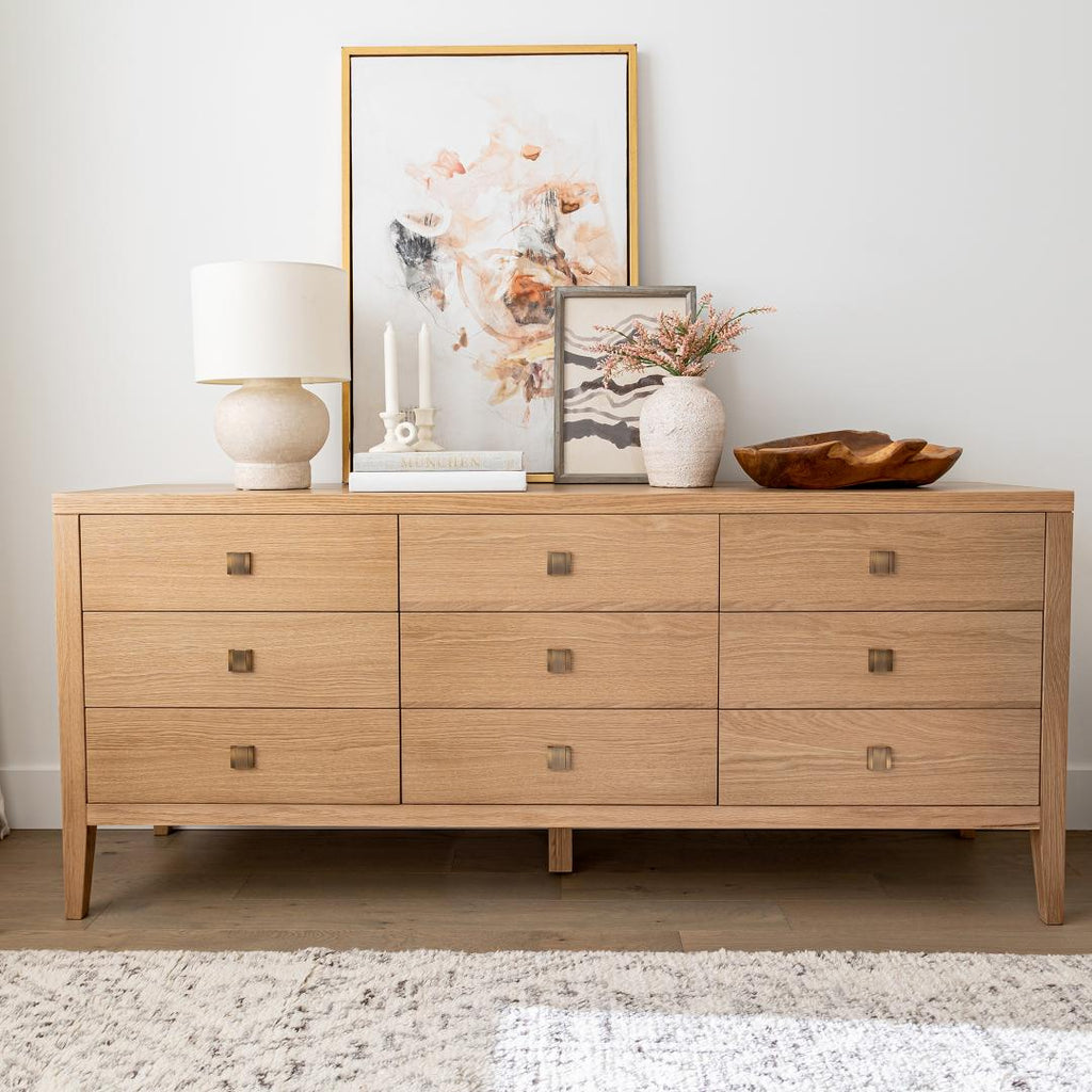 baseHara 9 Drawer Dresser - Natural Oak - Dekor Butik