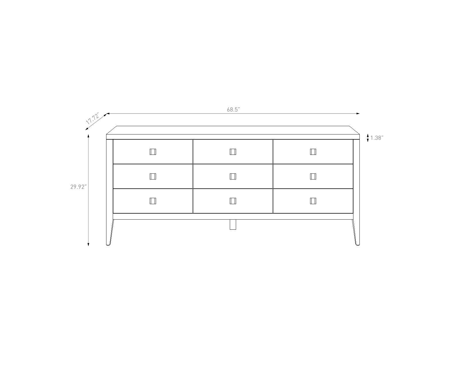 baseHara 9 Drawer Dresser - Natural Oak - Dekor Butik