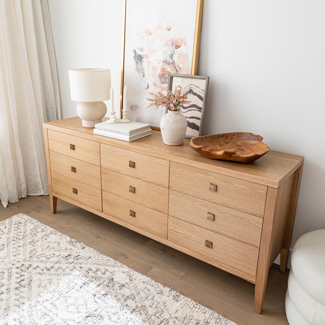 baseHara 9 Drawer Dresser - Natural Oak - Dekor Butik