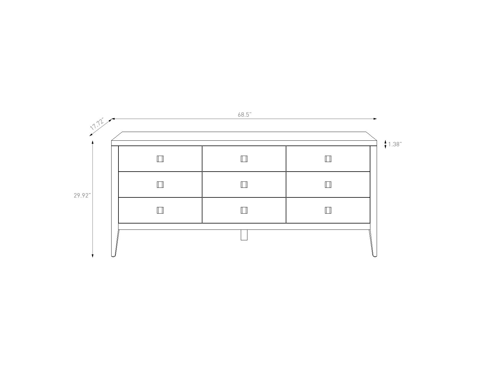 baseHara 9 Drawer Dresser - White - Dekor Butik