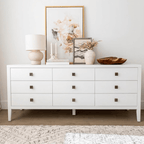 baseHara 9 Drawer Dresser - White - Dekor Butik