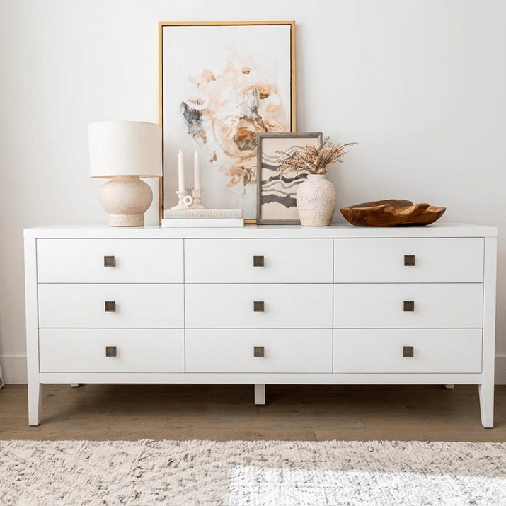 baseHara 9 Drawer Dresser - White - Dekor Butik