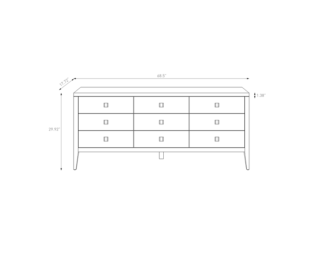 baseHara 9 Drawer Dresser - White - Dekor Butik