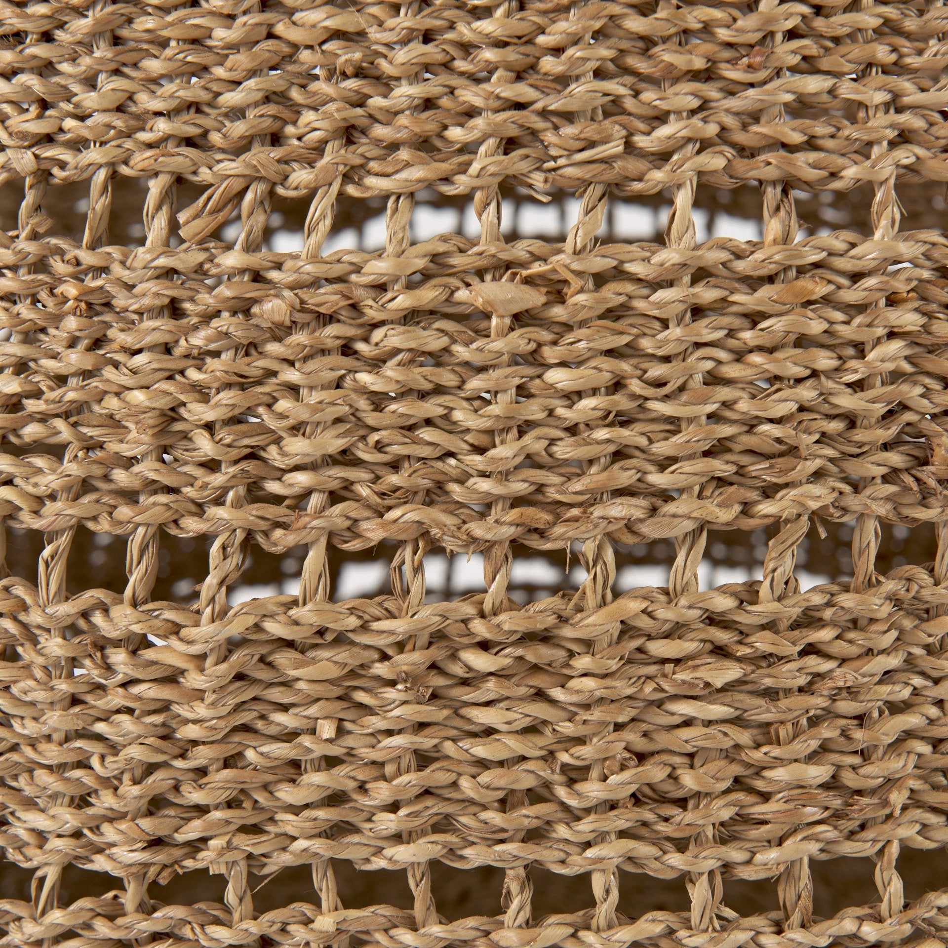 Hayes 17.7L x 17.7W x 11.8H (Set of 2) Medium Brown Seagrass Round Basket with Stripe Pattern - Dekor Butik