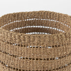 Hayes 17.7L x 17.7W x 11.8H (Set of 2) Medium Brown Seagrass Round Basket with Stripe Pattern - Dekor Butik