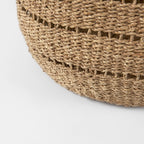 Hayes 17.7L x 17.7W x 11.8H (Set of 2) Medium Brown Seagrass Round Basket with Stripe Pattern - Dekor Butik