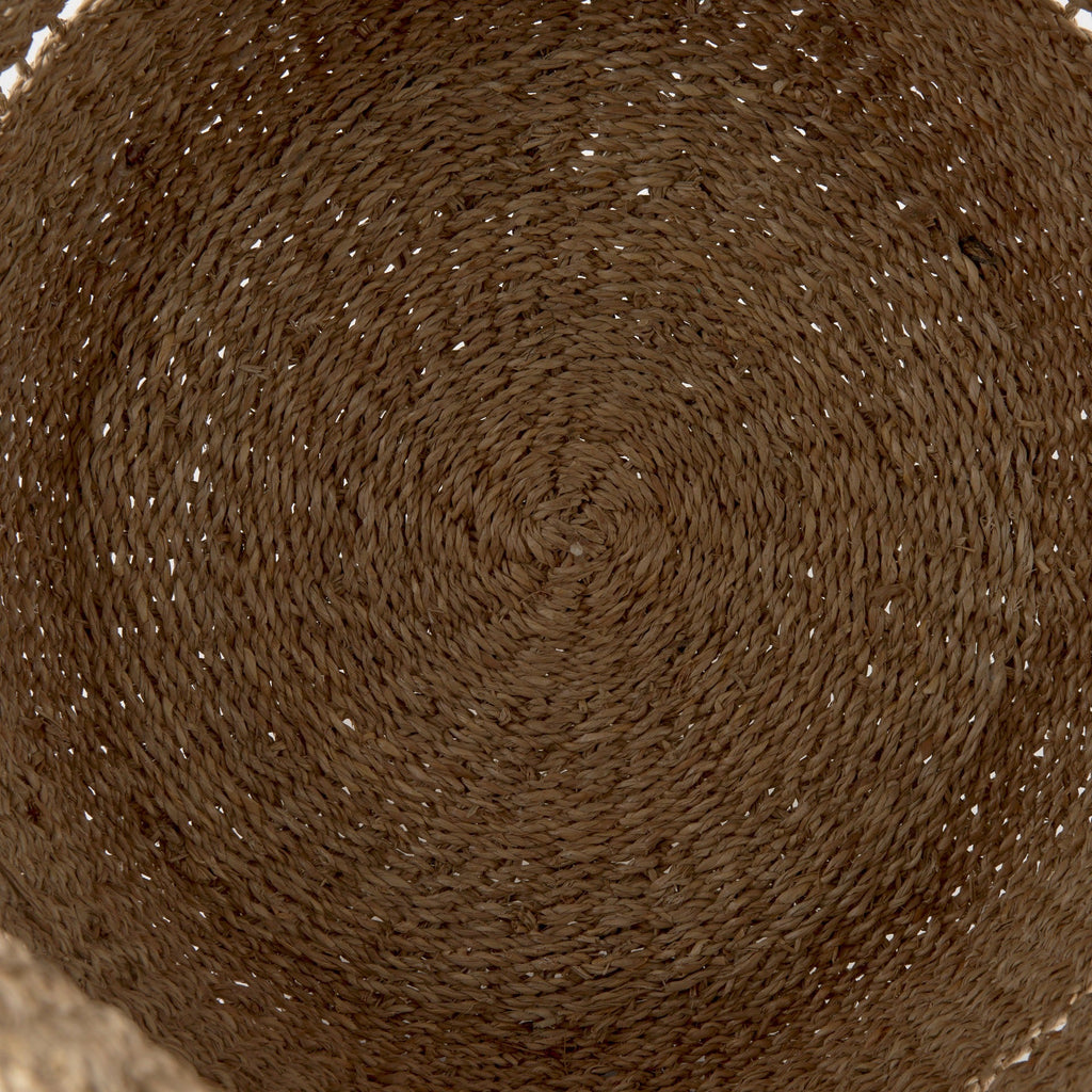 Hayes 17.7L x 17.7W x 11.8H (Set of 2) Medium Brown Seagrass Round Basket with Stripe Pattern - Dekor Butik