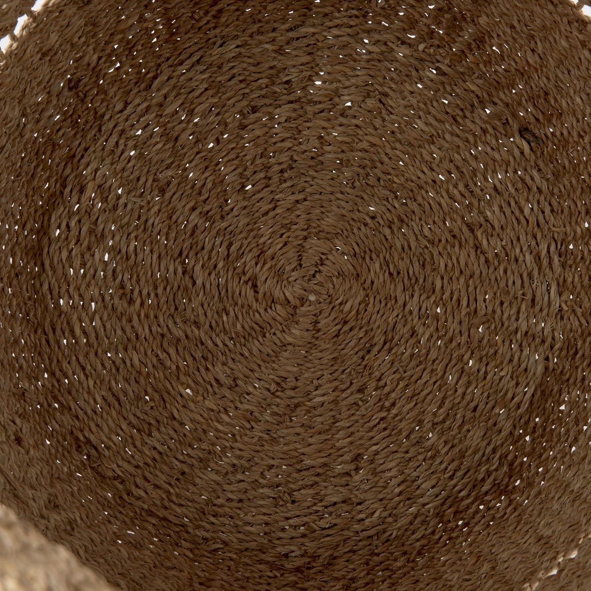 Hayes 17.7L x 17.7W x 11.8H (Set of 2) Medium Brown Seagrass Round Basket with Stripe Pattern - Dekor Butik