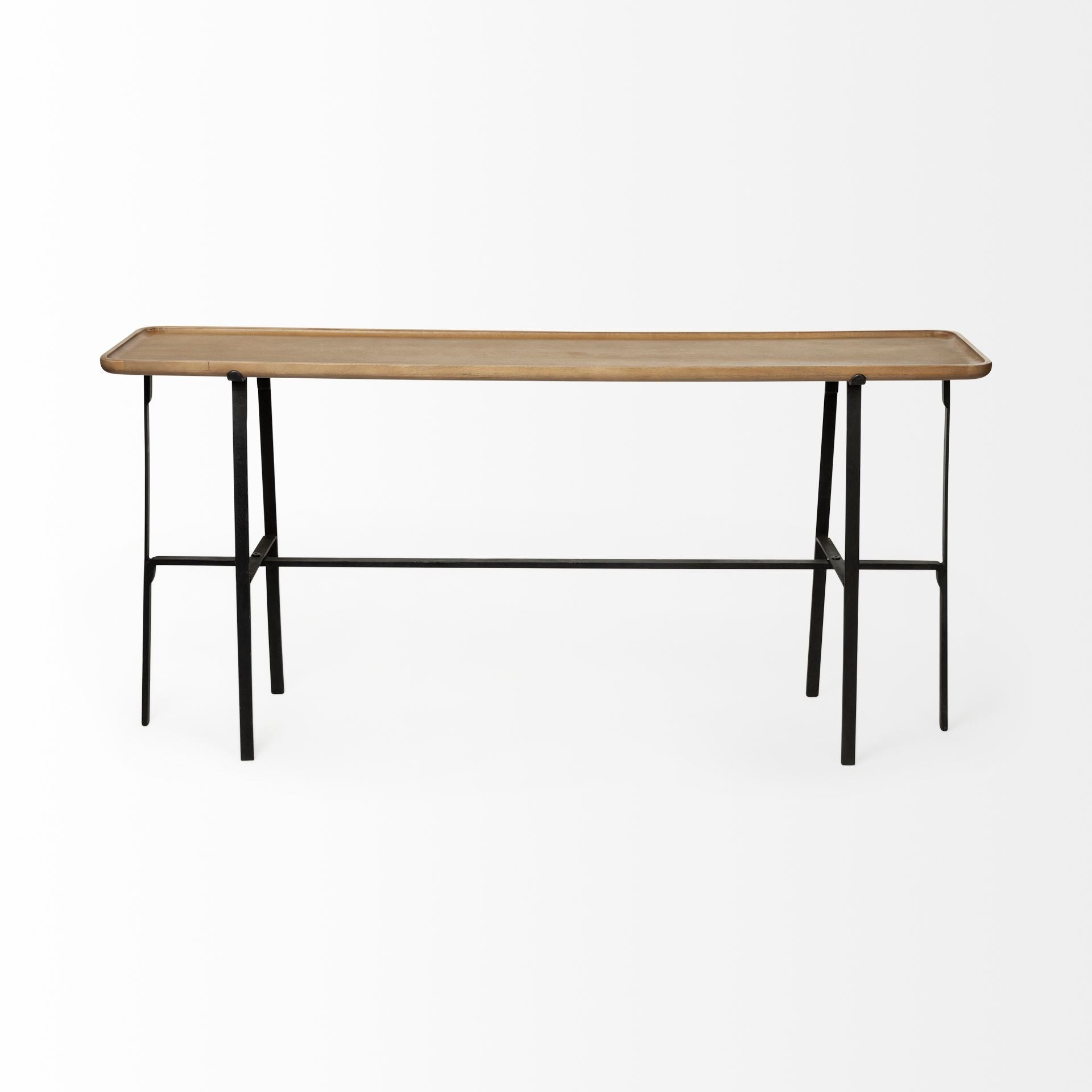 Helios II 60L x 14W x 29H Rectangular Brown Raised Edge Top Console Table - Dekor Butik