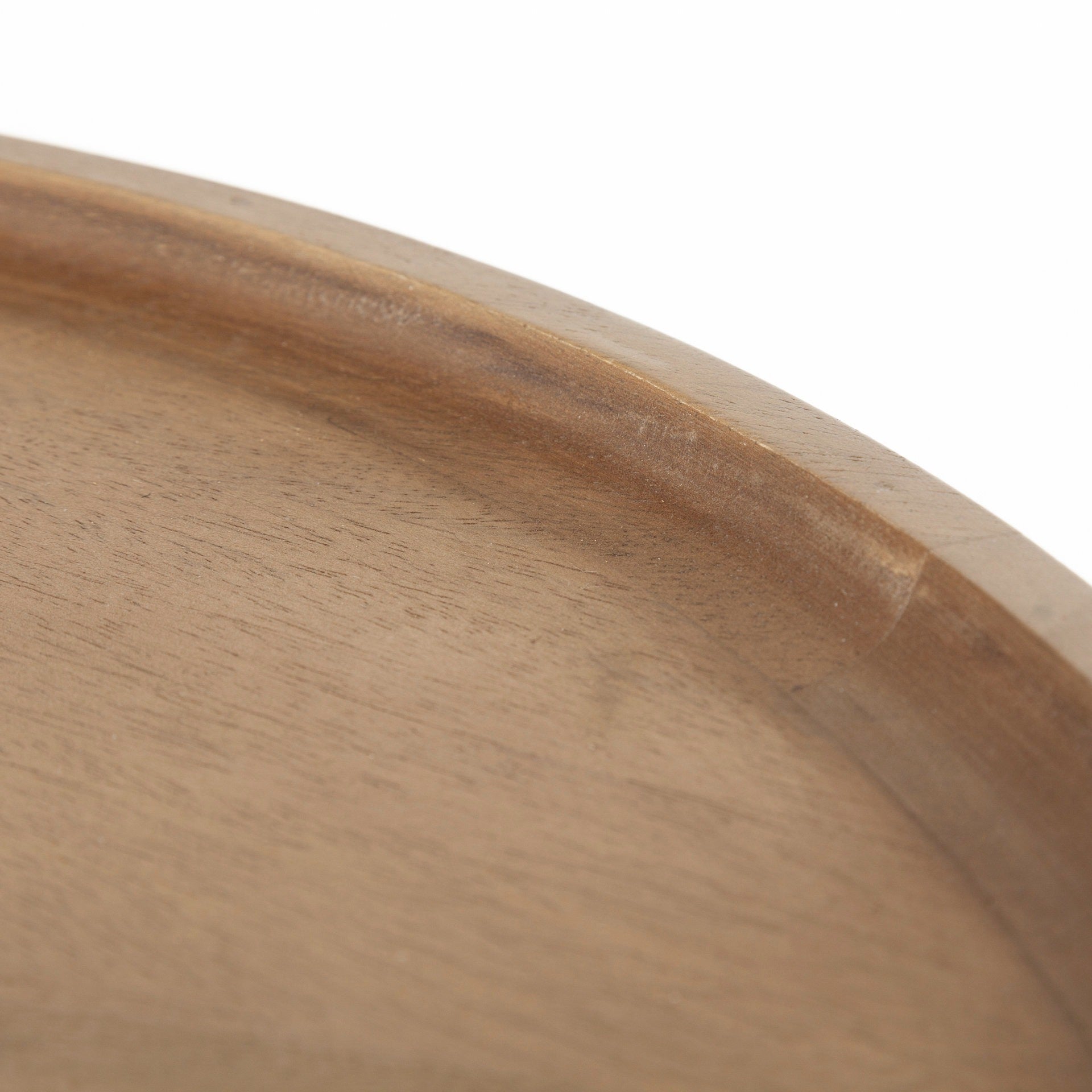 Helios III 20L x 24H Set of Two Round Brown Solid Wood Iron Base Nesting End/Side Tables - Dekor Butik