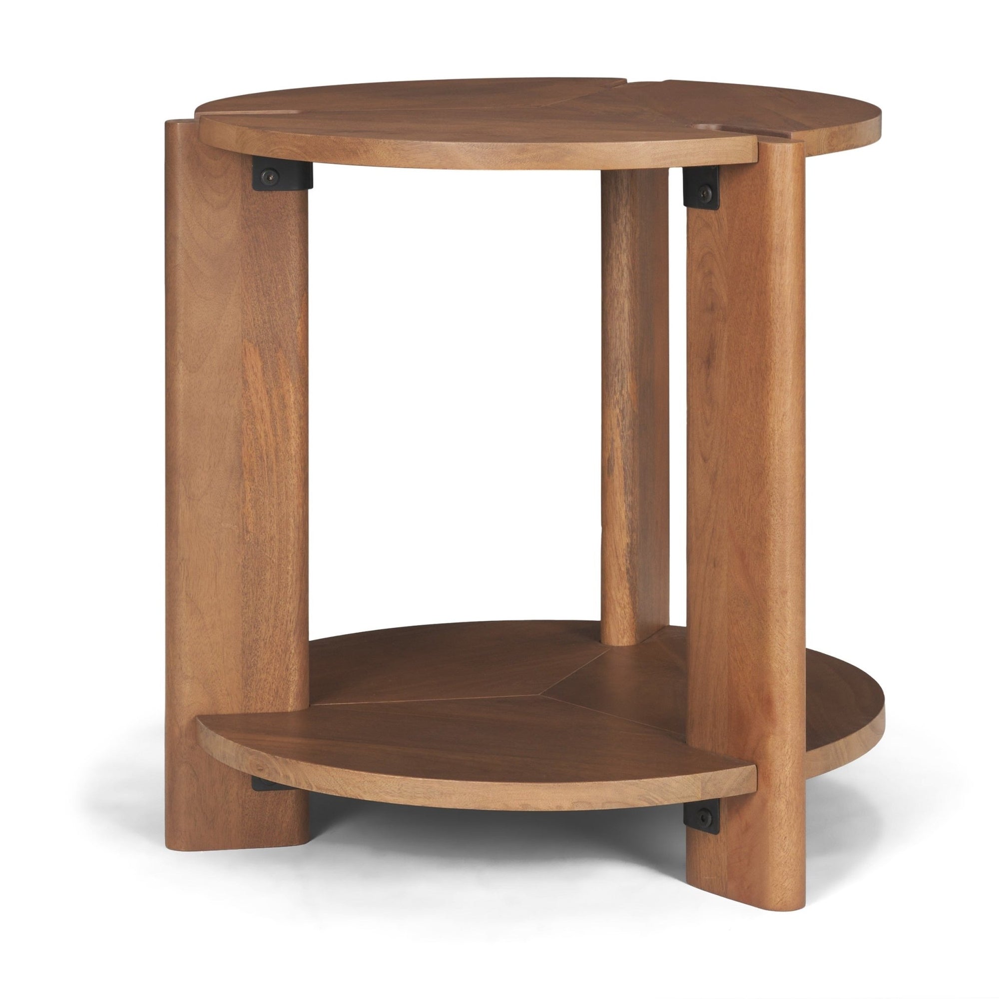 Hisako Mid Brown Open Round Accent Table - Dekor Butik