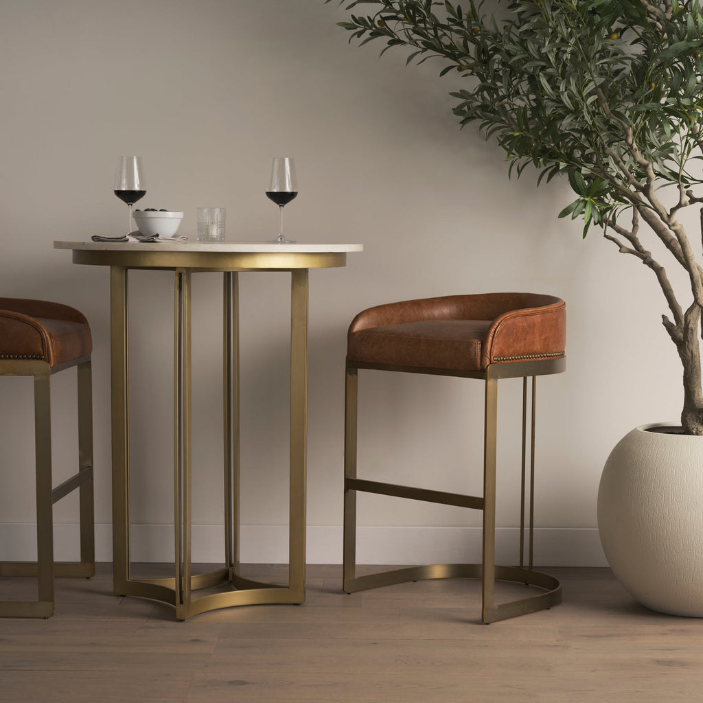 Hollyfield II Leather Counter/Bar Stool - 2 Colors, 2 Sizes - Dekor Butik