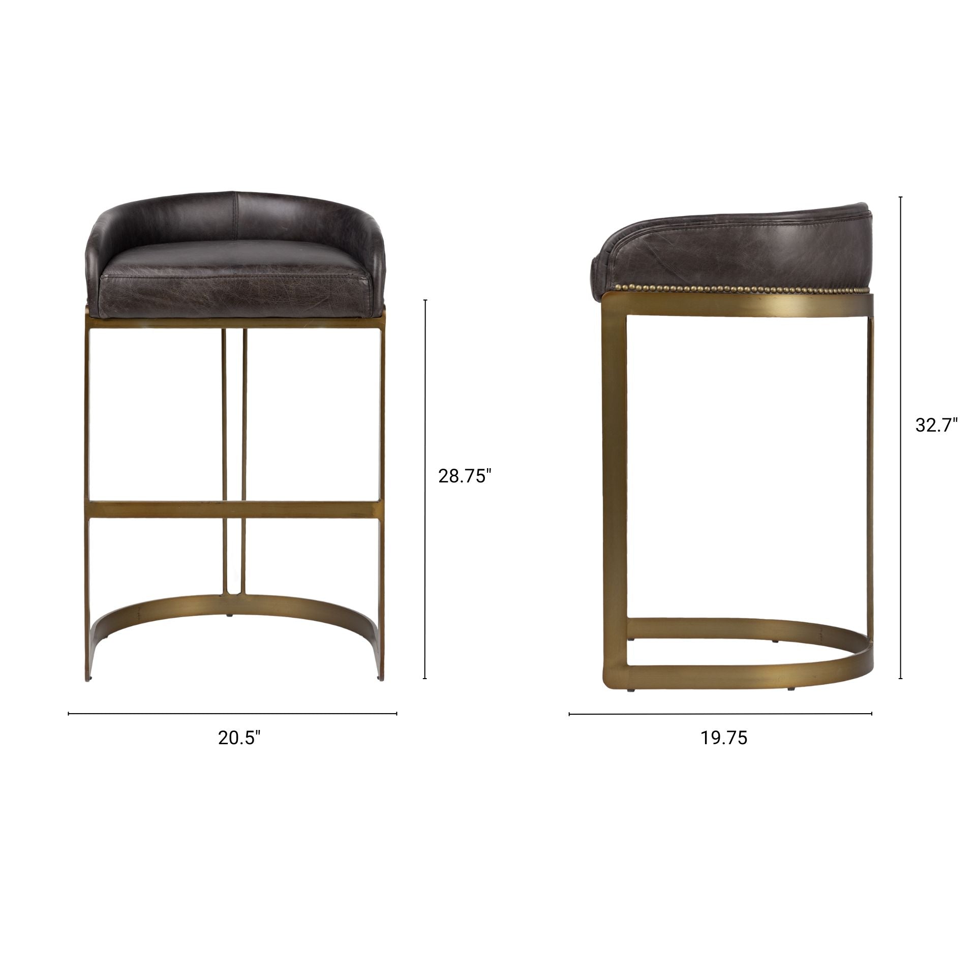 Hollyfield II Leather Counter/Bar Stool - 2 Colors, 2 Sizes - Dekor Butik
