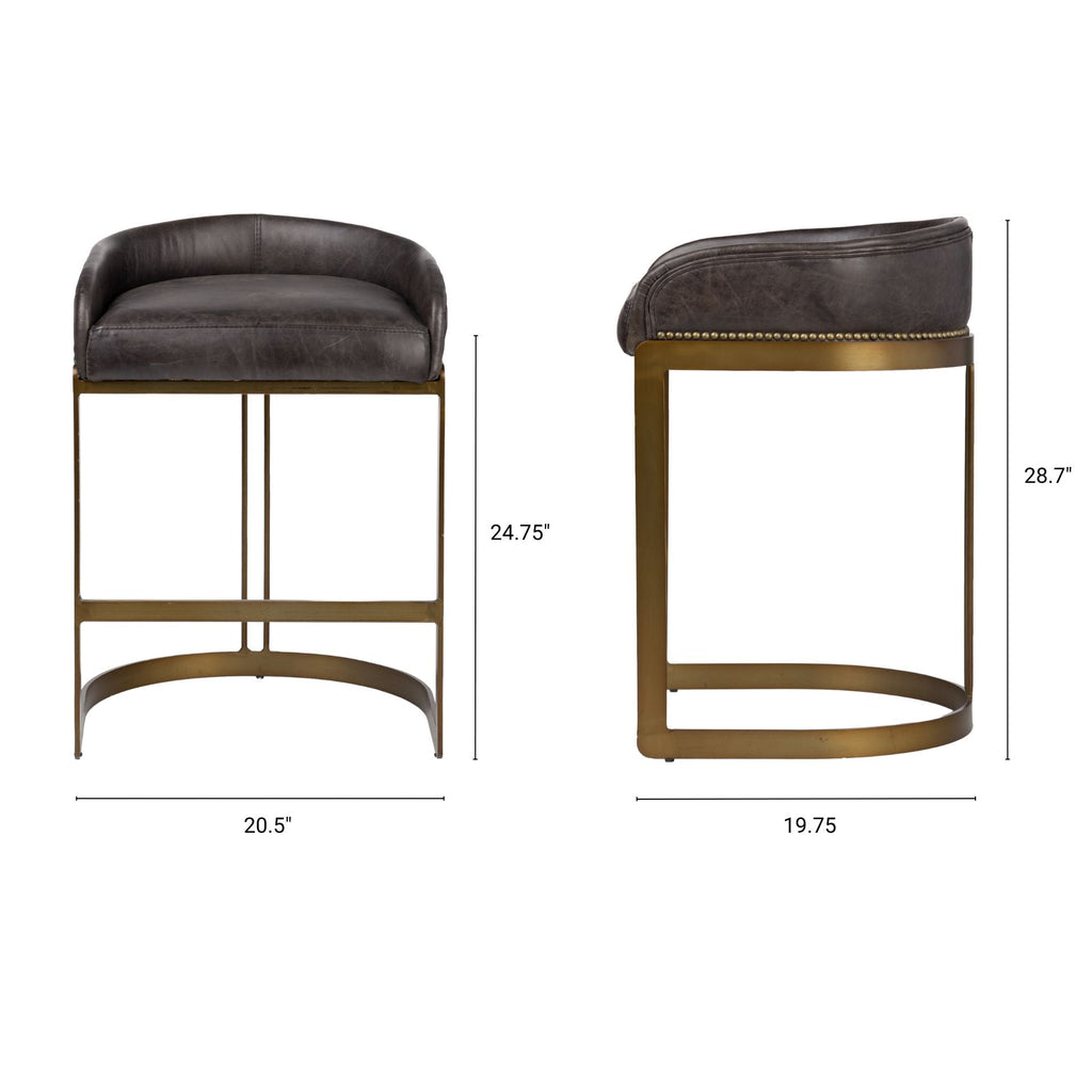 Hollyfield II Leather Counter/Bar Stool - 2 Colors, 2 Sizes - Dekor Butik