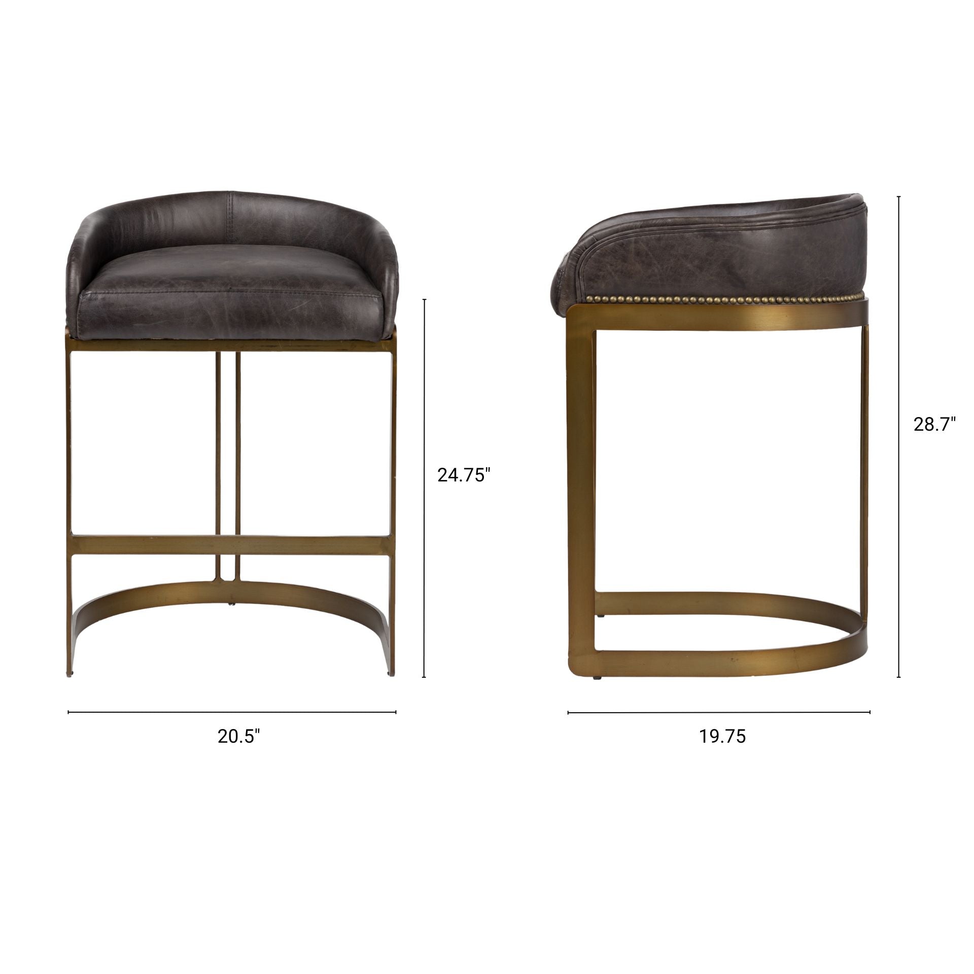 Hollyfield II Leather Counter/Bar Stool - 2 Colors, 2 Sizes - Dekor Butik