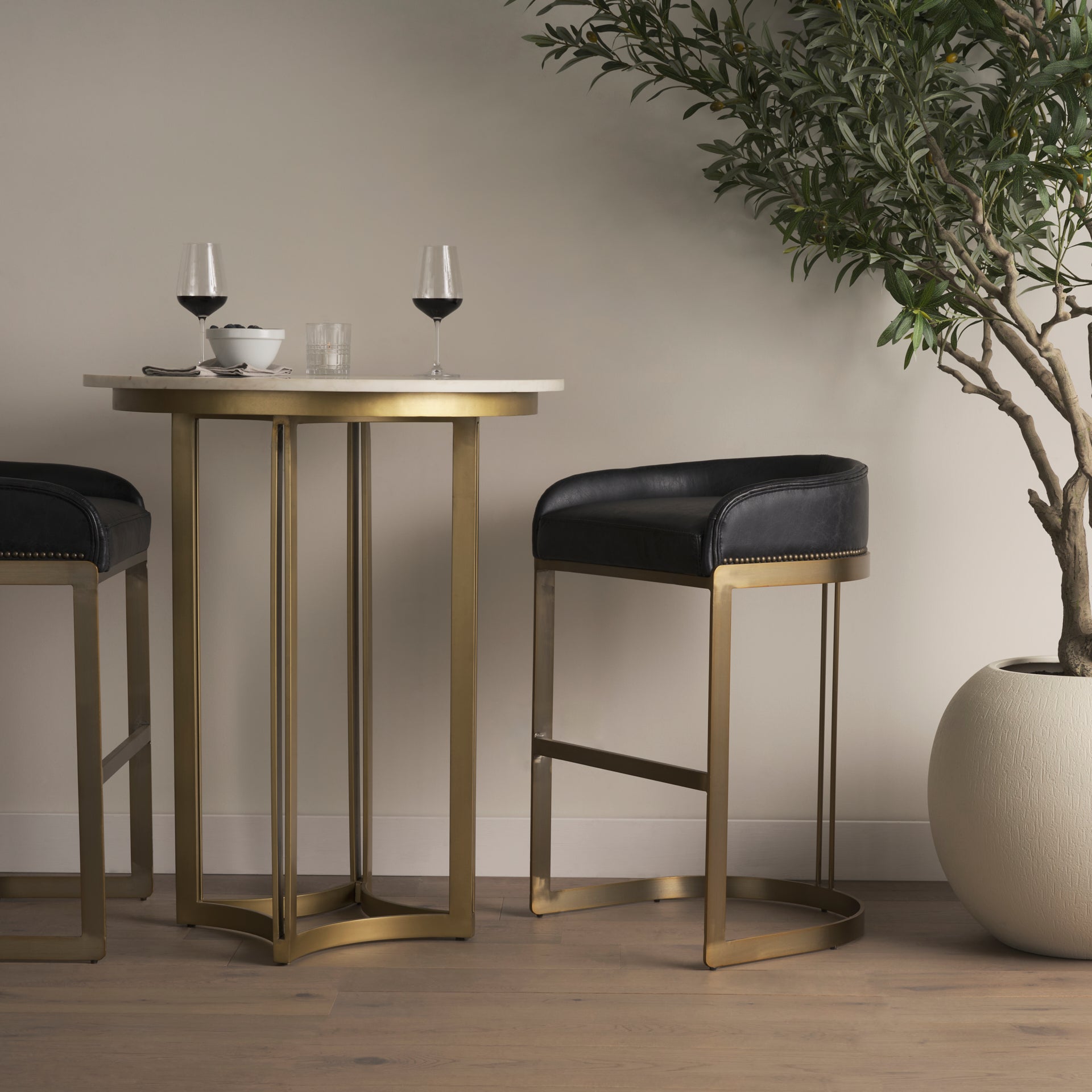 Hollyfield II Leather Counter/Bar Stool - 2 Colors, 2 Sizes - Dekor Butik
