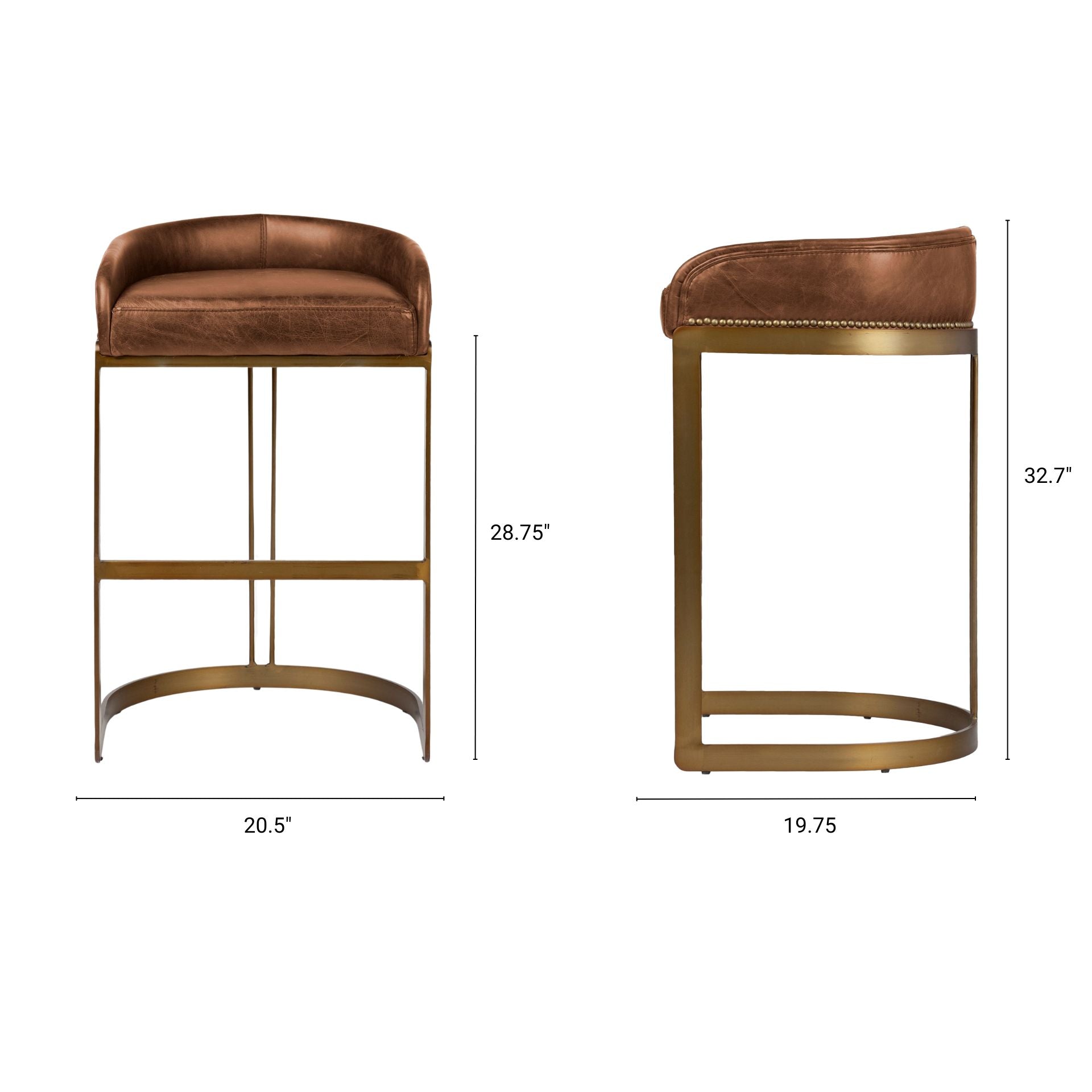 Hollyfield II Leather Counter/Bar Stool - 2 Colors, 2 Sizes - Dekor Butik