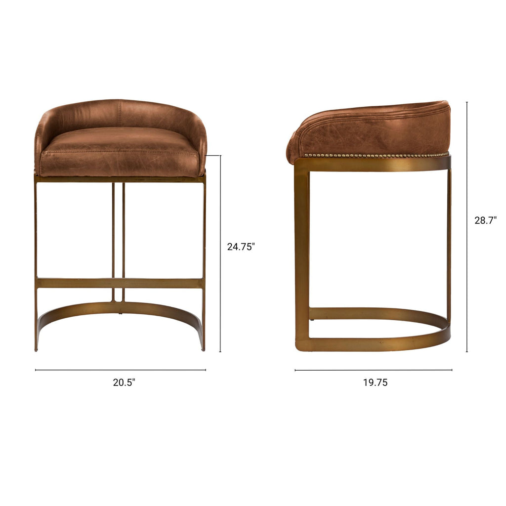 Hollyfield II Leather Counter/Bar Stool - 2 Colors, 2 Sizes - Dekor Butik