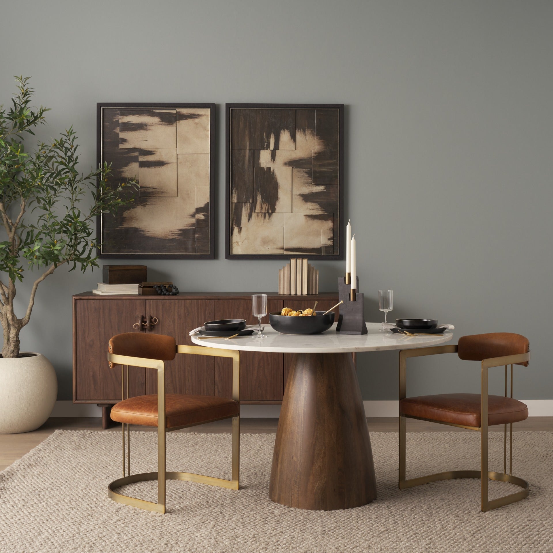 Hollyfield LEATHER Dining Armchair - 2 COLORS - Dekor Butik
