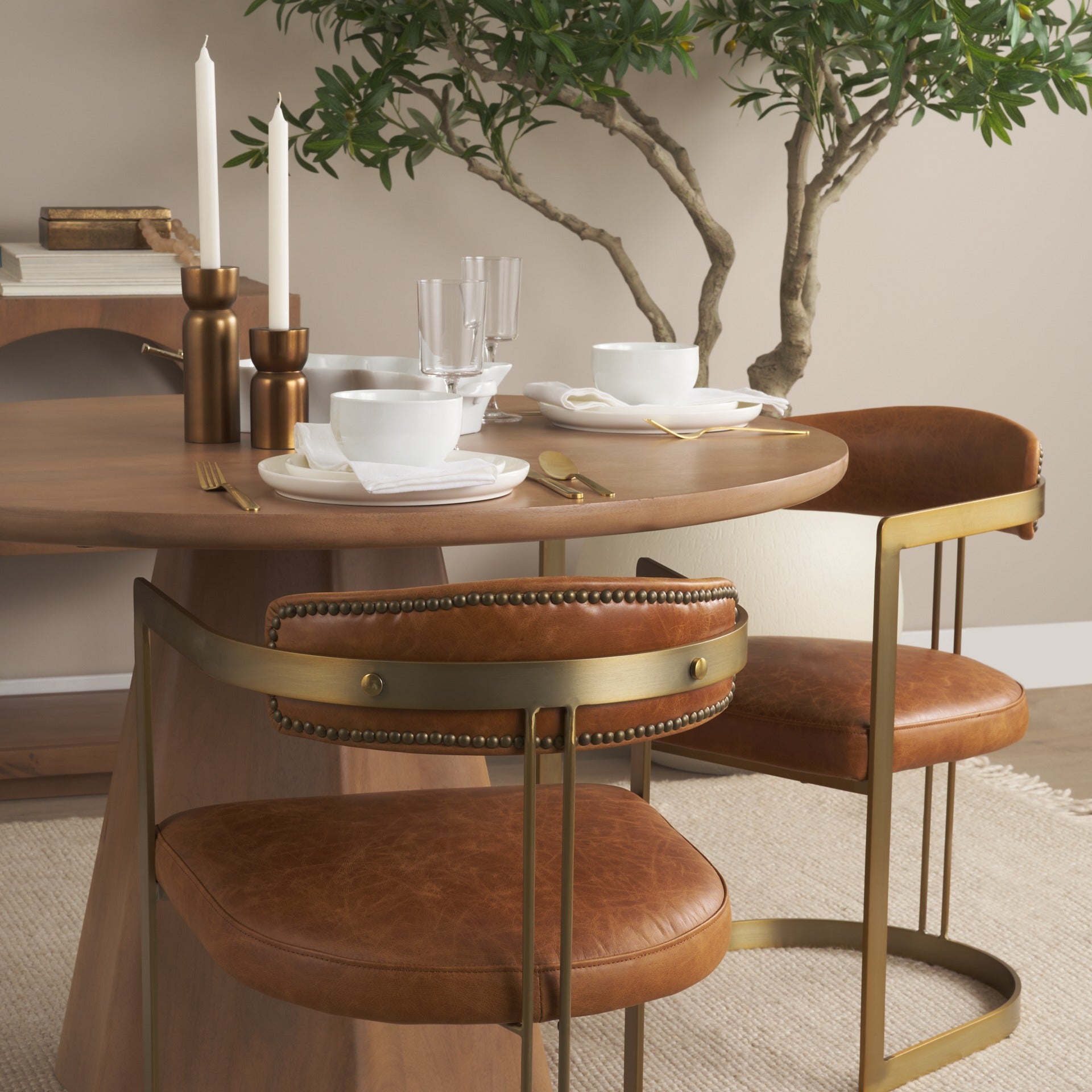 Hollyfield LEATHER Dining Armchair - 2 COLORS - Dekor Butik