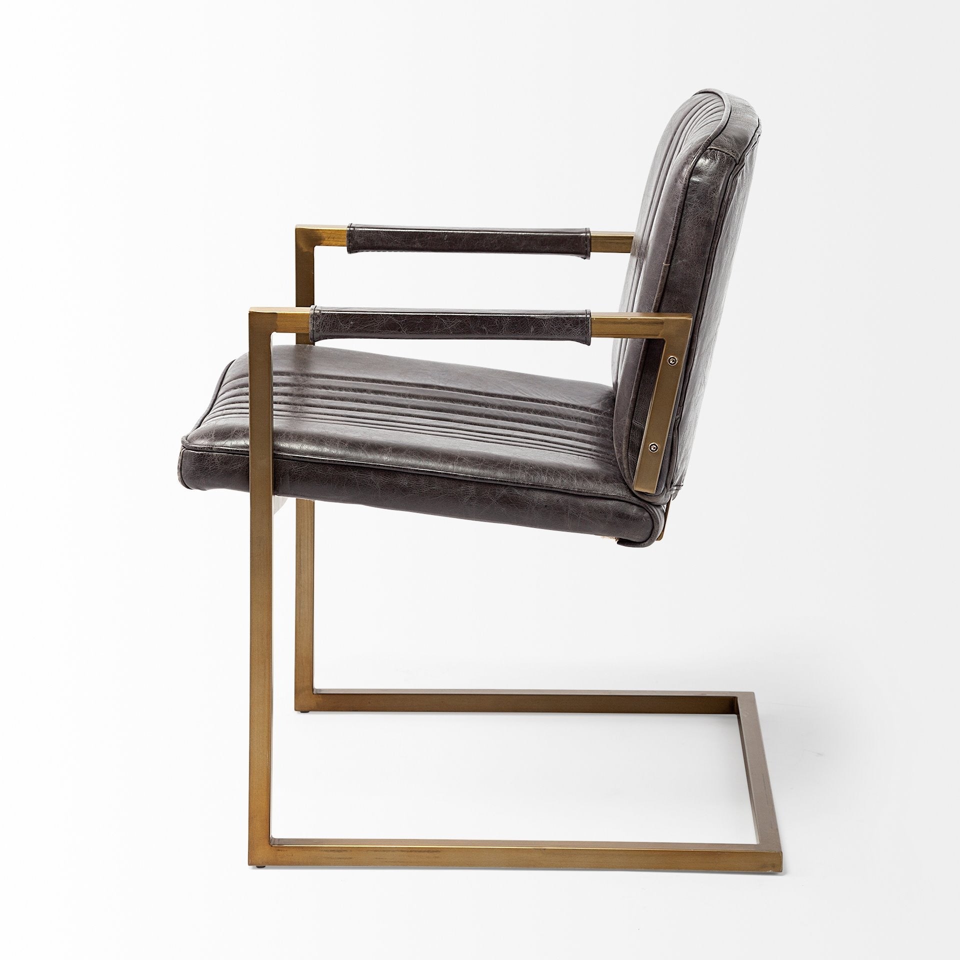 Horner Black Leather Seat w/Metal Frame Dining Chair - Dekor Butik
