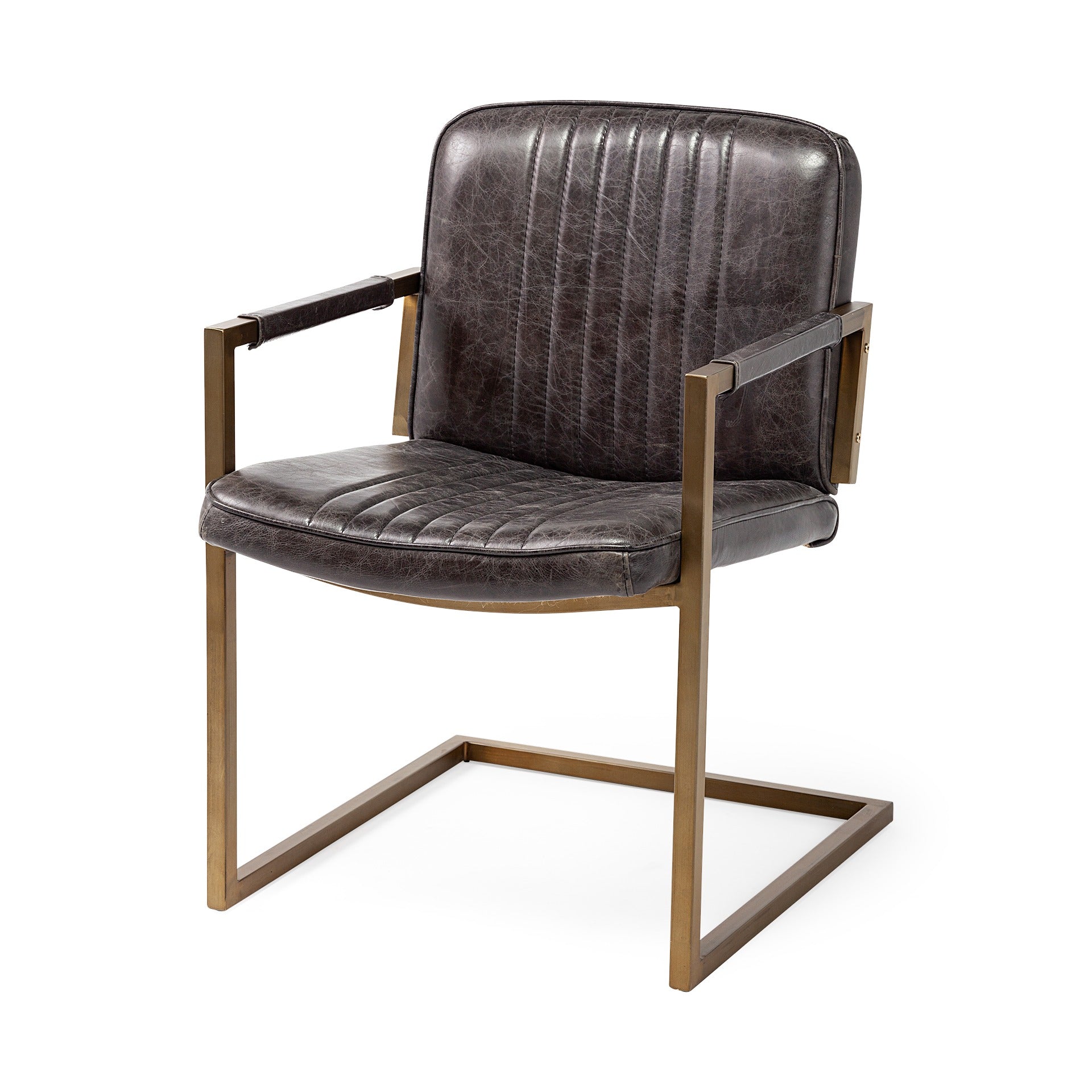 Horner Black Leather Seat w/Metal Frame Dining Chair - Dekor Butik