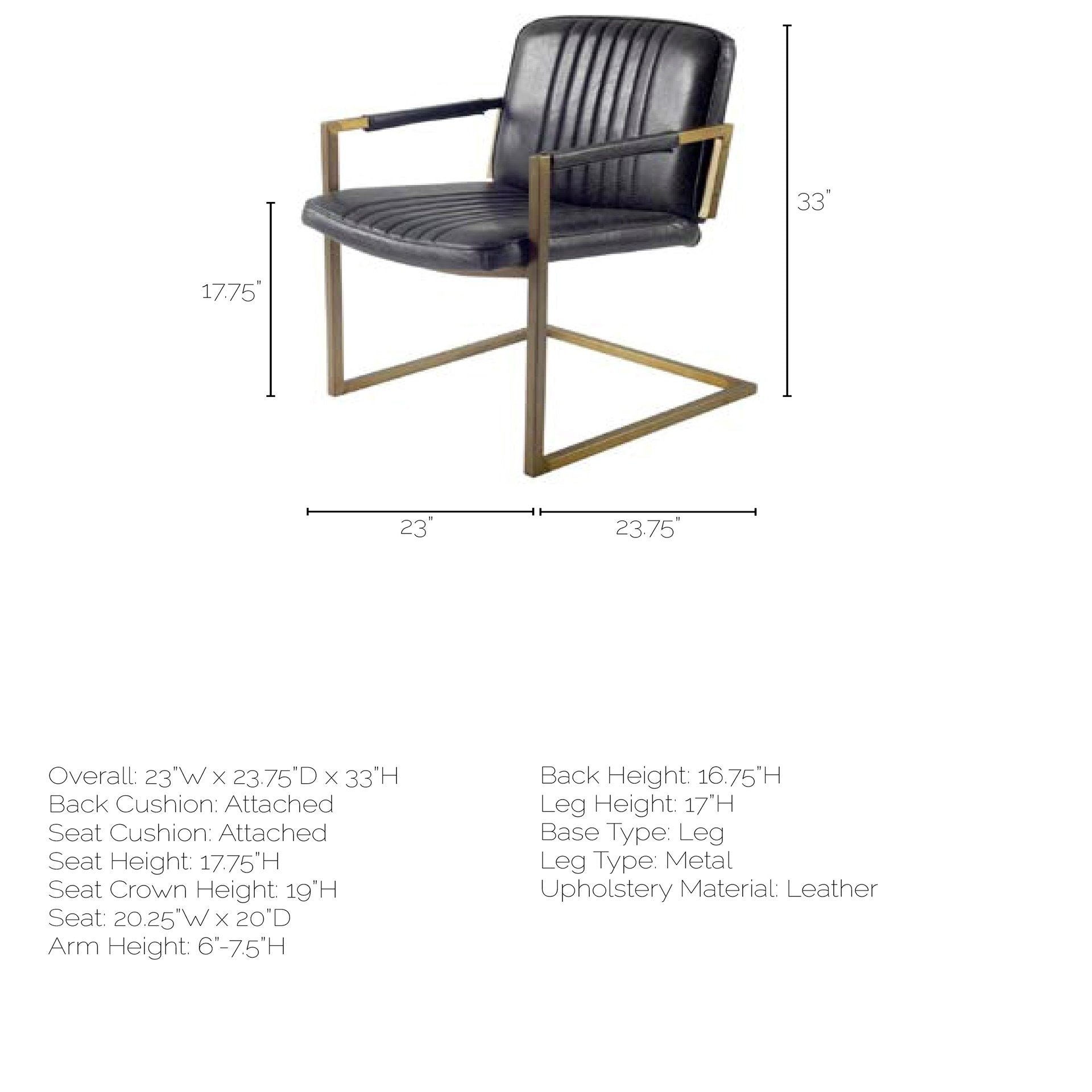 Horner Black Leather Seat w/Metal Frame Dining Chair - Dekor Butik