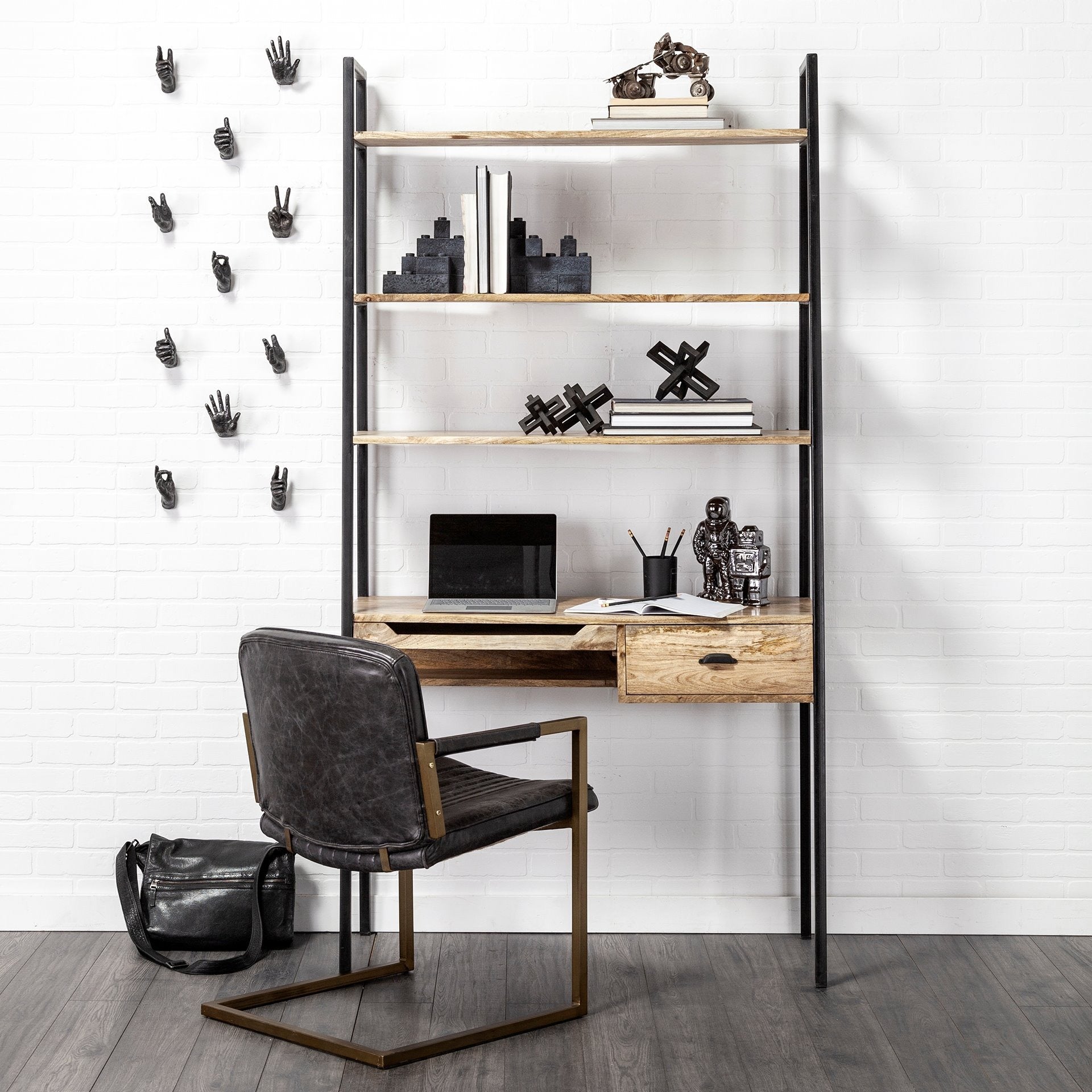 Horner Black Leather Seat w/Metal Frame Dining Chair - Dekor Butik