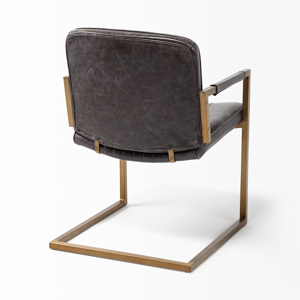 Horner Black Leather Seat w/Metal Frame Dining Chair - Dekor Butik
