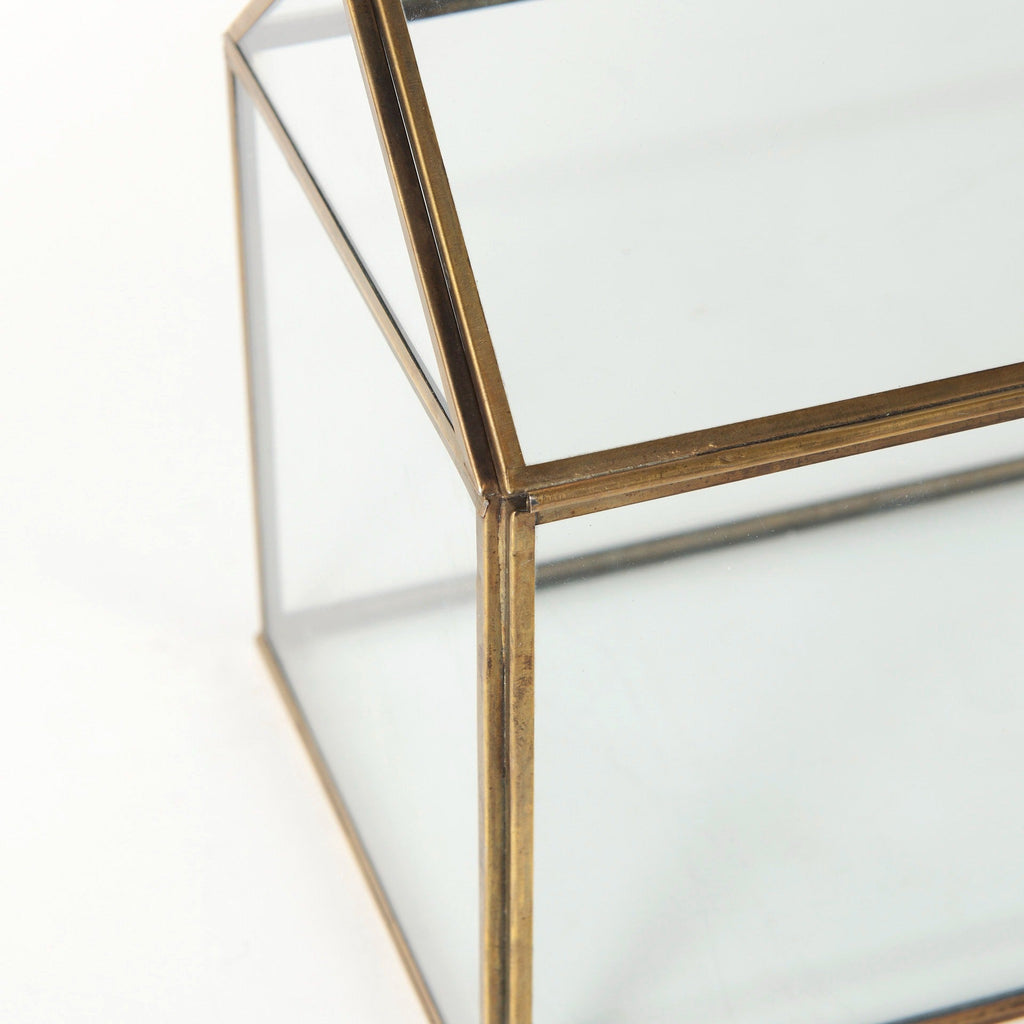 Hutt 16L x 6W x 9H Gold Glass Terrarium Box - Dekor Butik