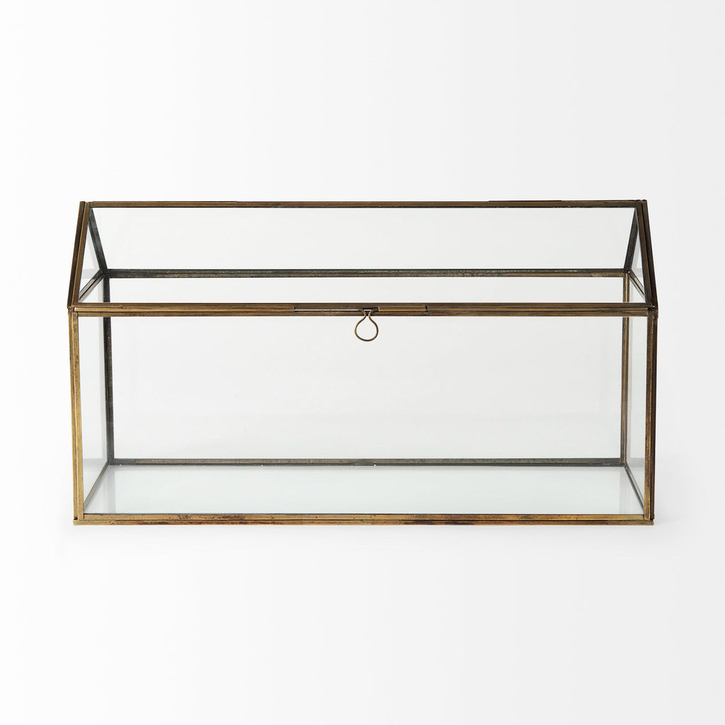 Hutt 16L x 6W x 9H Gold Glass Terrarium Box - Dekor Butik