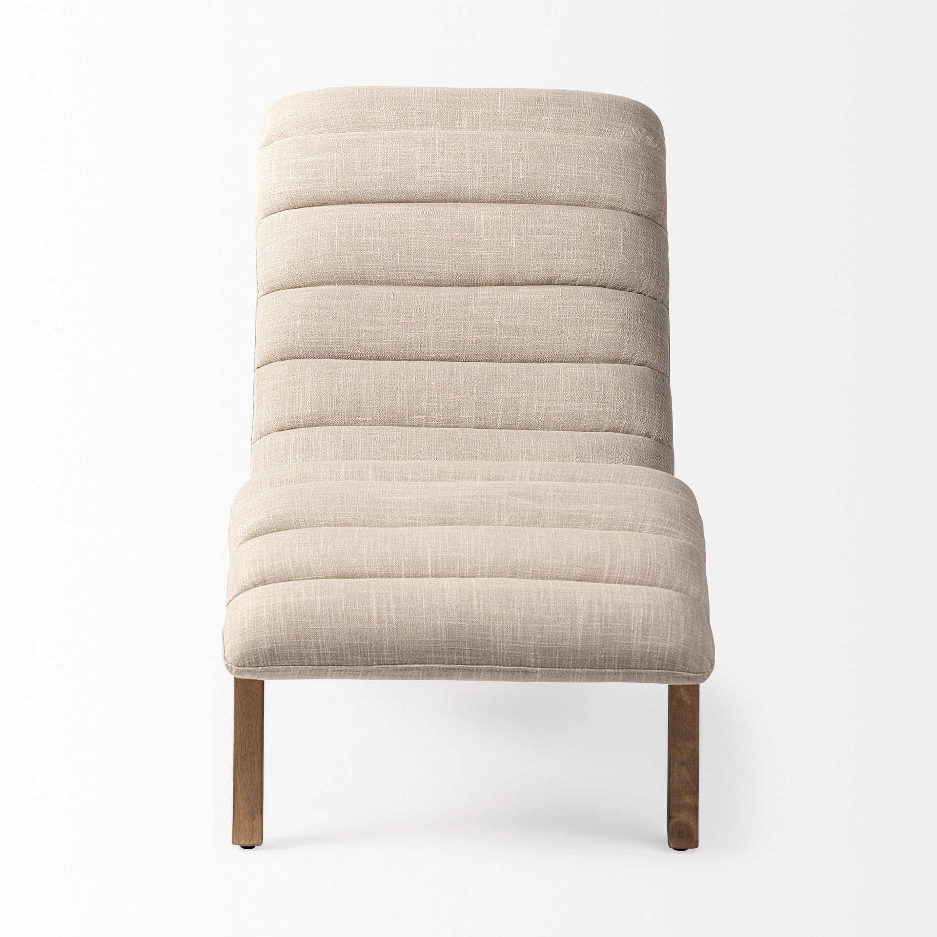 Pierre Beige Fabric Upholstered Armless Chaise Lounge Chair