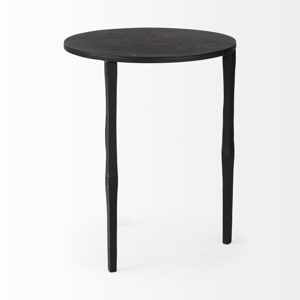 Timothy 16.0L x 16.0W X 20.0H Ebony Black Iron Side Table