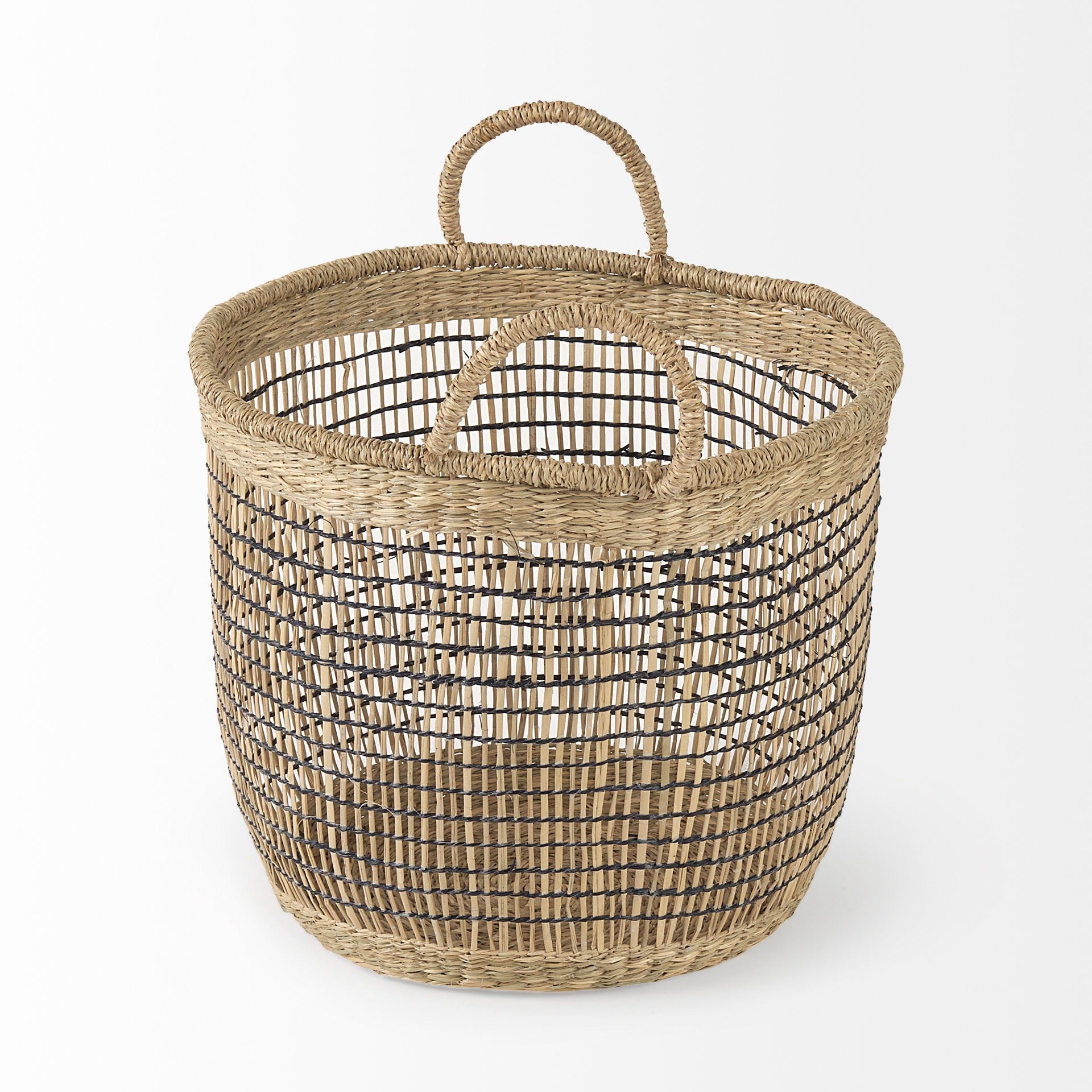 Triopas 15.7L x 15.7W x 13.4H (Set of 3) Medium Brown Seagrass Round Basket W/ Handles