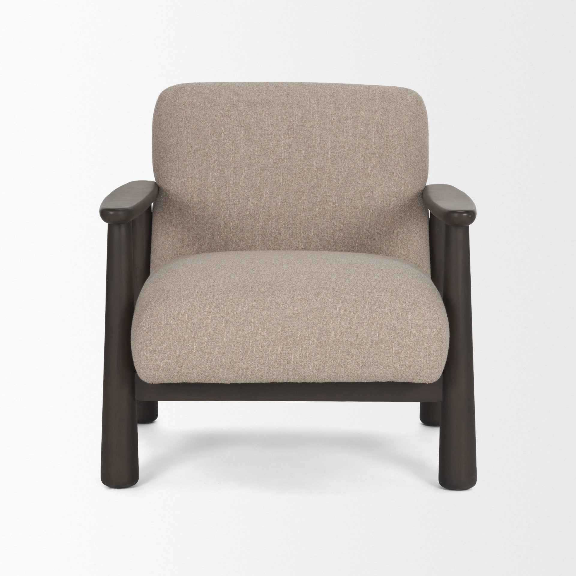 Willmar Textured Mushroom Gray Fabric Espresso Brown Wood Accent Lounge Chair