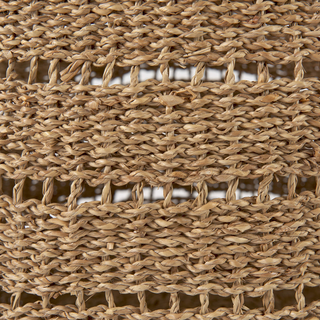 Hayes 17.7L x 17.7W x 11.8H (Set of 2) Medium Brown Seagrass Round Basket with Stripe Pattern