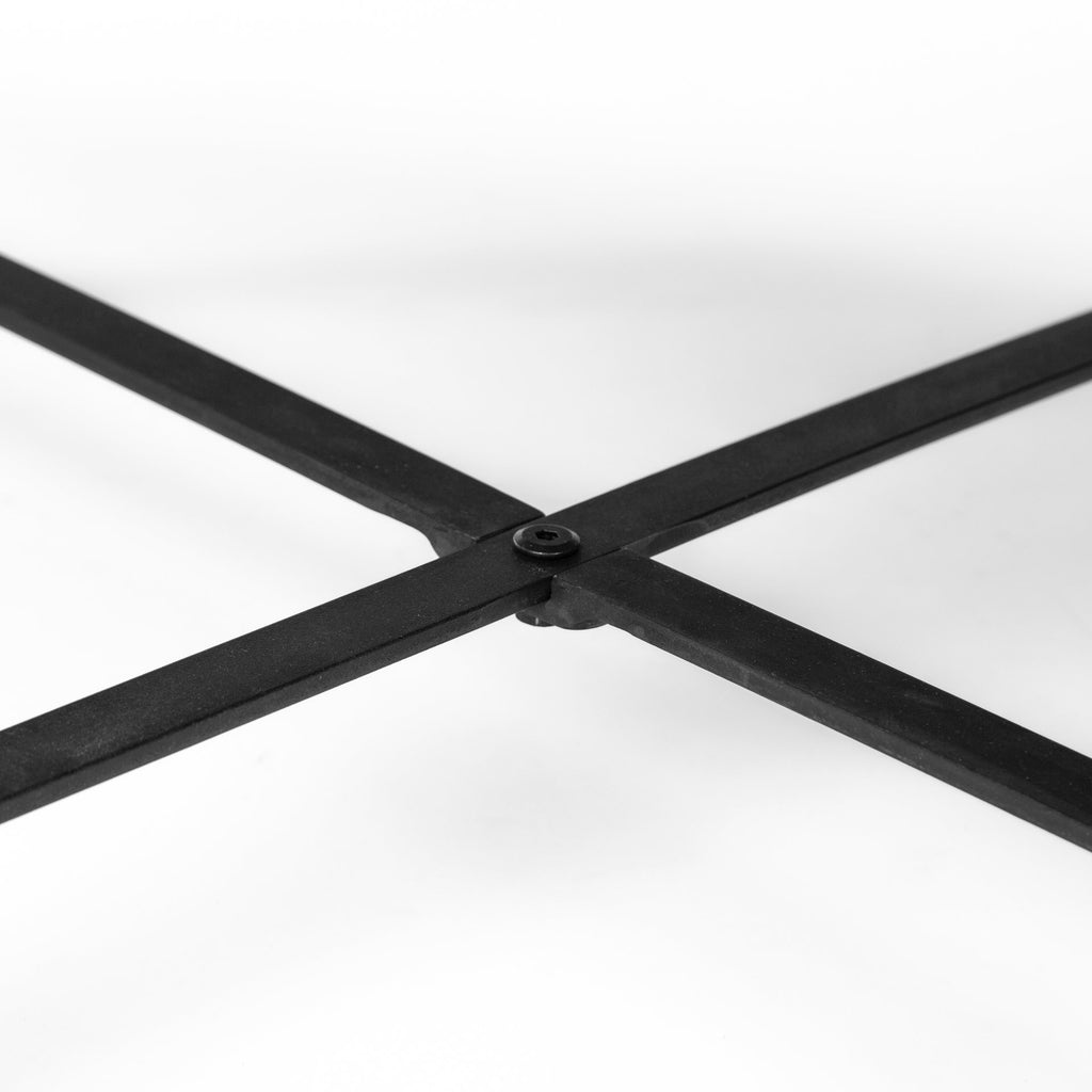 Helios (Set of 2) Brown Solid Wood Top Black Metal Base Nesting Coffee Tables