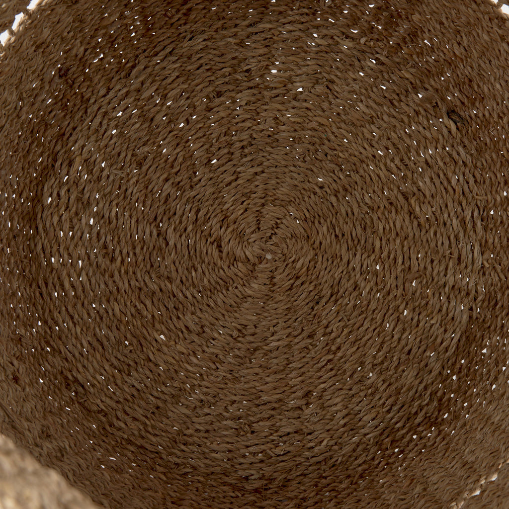 Hayes 17.7L x 17.7W x 11.8H (Set of 2) Medium Brown Seagrass Round Basket with Stripe Pattern