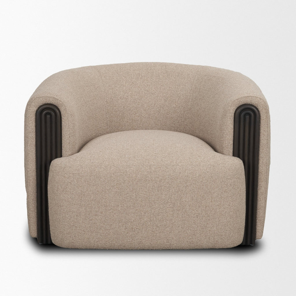 Kornelia Textured Mushroom Fabric Barrel Accent Chair