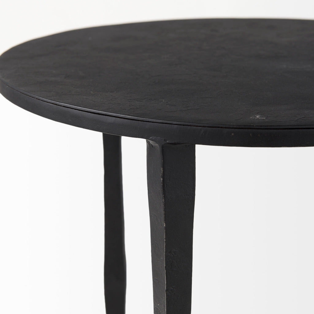 Timothy 16.0L x 16.0W X 20.0H Ebony Black Iron Side Table