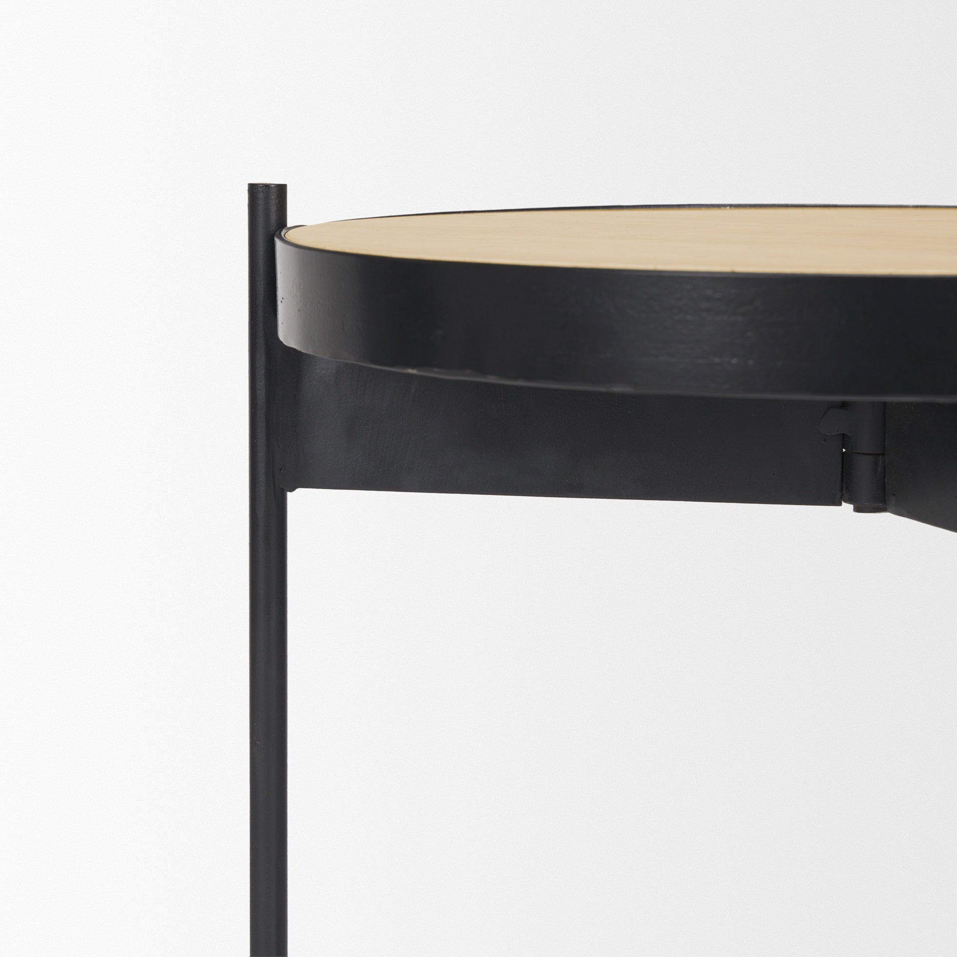 Wade Travertine Marble w/ Matte Black Metal End Tables SET OF 2