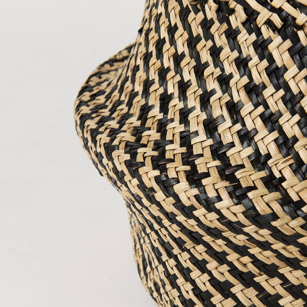 Gaia 17.7L x 17.7W x 20.5H Set of 3 Light and Dark Brown Cross Patterend Belly Seagrass Basket