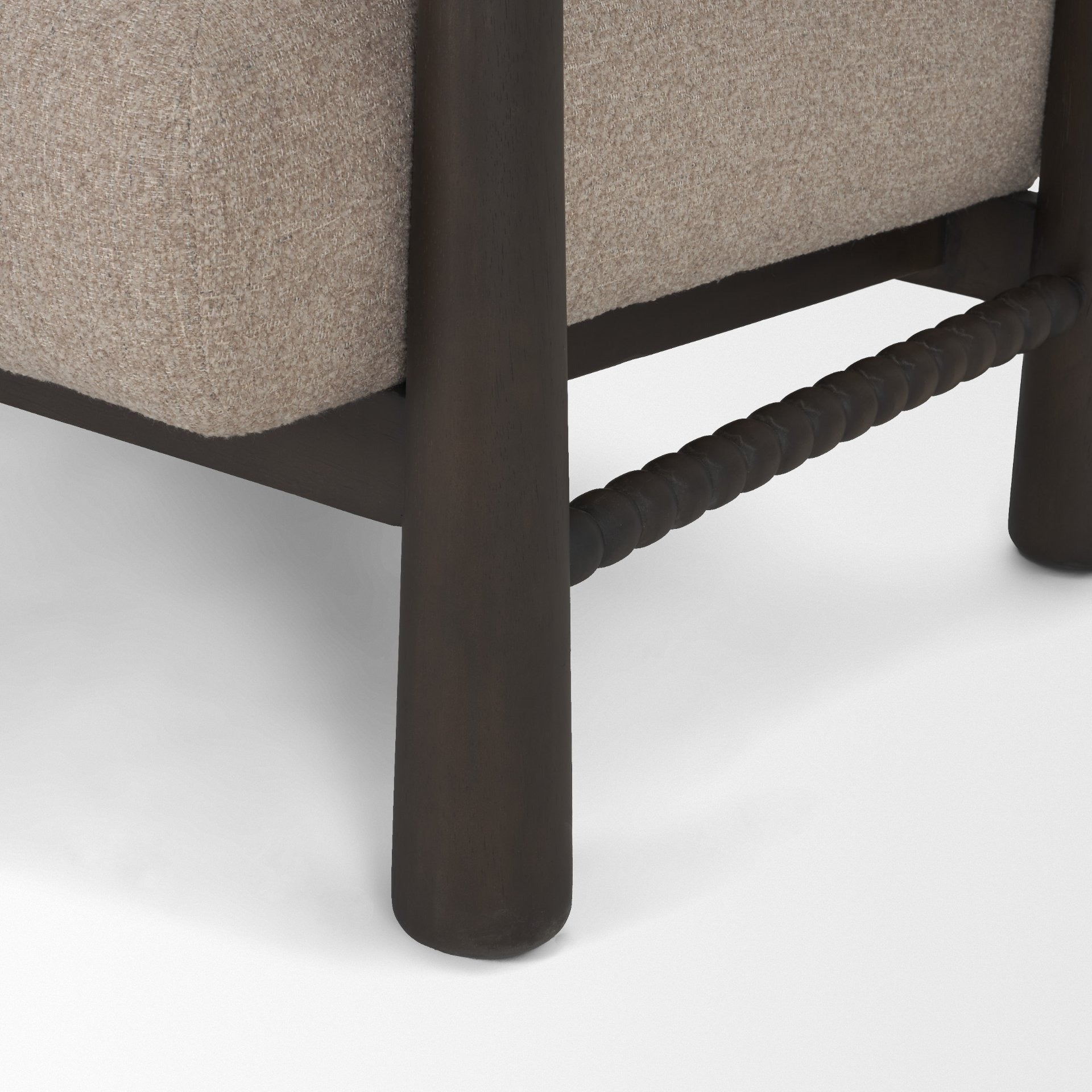 Willmar Textured Mushroom Gray Fabric Espresso Brown Wood Accent Lounge Chair